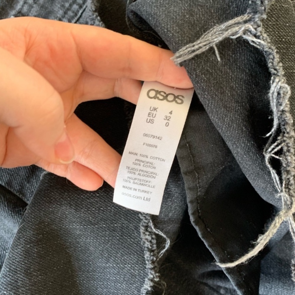 Black ASOS Denim Overall Dress Size 0 - Picture 5 of 7